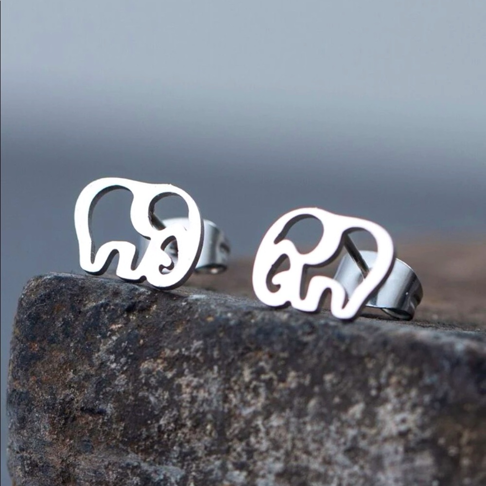 Silver Elephant Stud Earrings